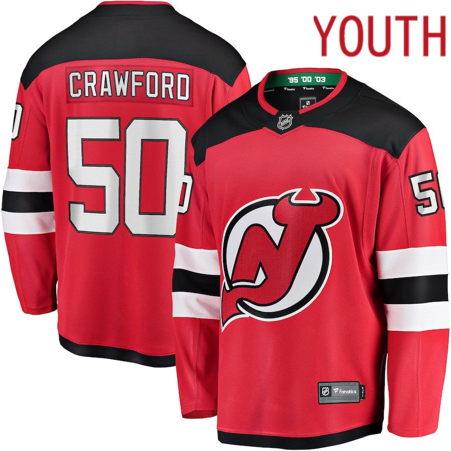 Youth New Jersey Devils #50 Corey Crawford Fanatics Branded Red Breakaway Player NHL Jersey